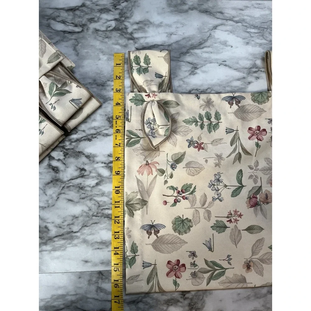 Longaberger Botanical Fields Tab Tie Window Valance Curtains (Set of 2)